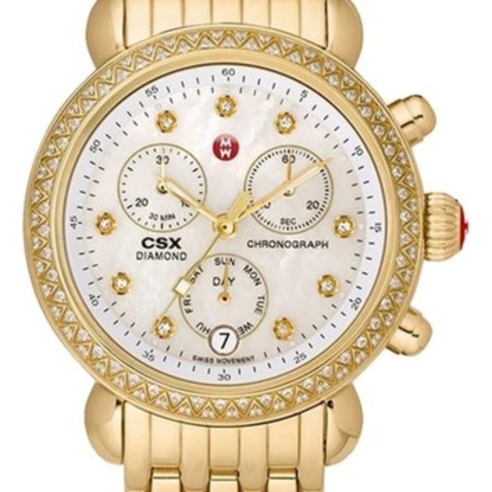 Michele CSX 36 18k Gold Diamond Watch 🖤